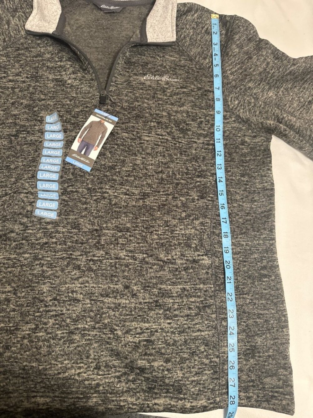 Eddie Bauer Mens Heathered Gray 1/4 Zip Sweater Fleece Pullover Large - Picture 4 of 9